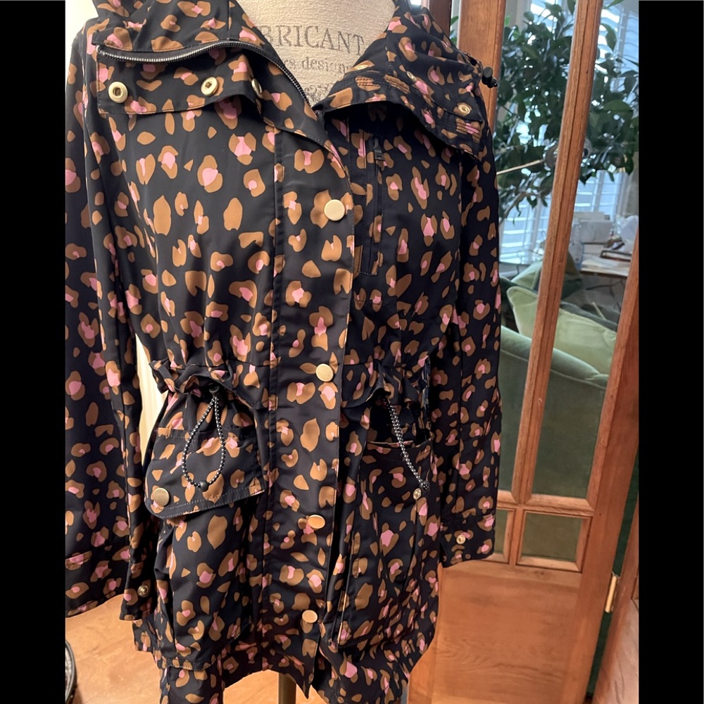 J Crew raincoat with hood ( not detachable) see back ruffle detail, draw cord